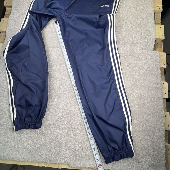 Vintage 90s Adidas Windbreaker Track Pants Zip Ankle Men’s L Blue 3 Stripe - Picture 3 of 6